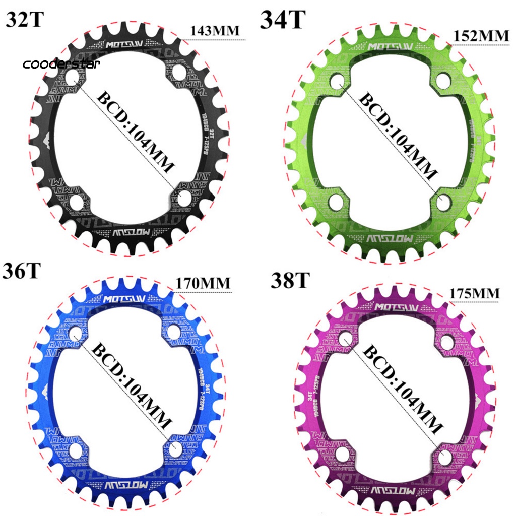 Đĩa Xích Đơn / Tròn / Oval 104BCD 32T 34T 36T 38T Cho Xe Đạp