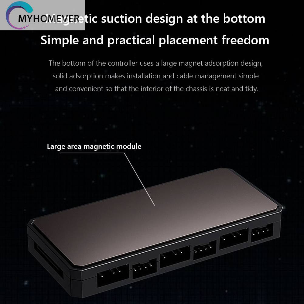 Bộ Chia 6 Cổng Quạt 12V 4PIN PWM 2 Trong 1 Ốp