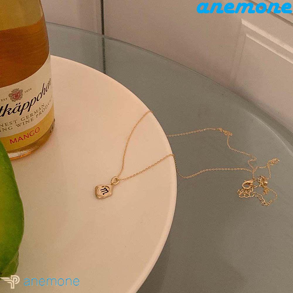ANEMONE Vòng Cổ Choker Kim Loại Mặt Chữ M Phong Cách Hàn Quốc Thanh Lịch Cho Nữ