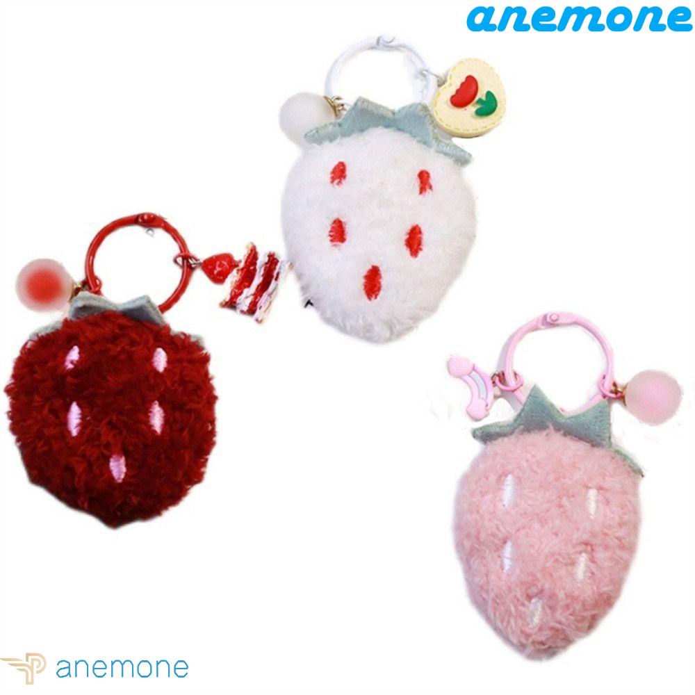 ANEMONE Móc Khóa Quả Dâu Bông Đáng Yêu Giá Đỡ