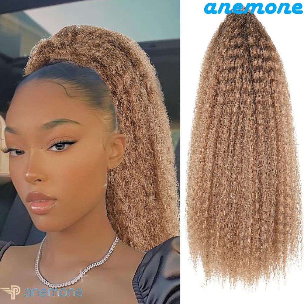 ANEMONE Tóc Giả Đuôi Ngựa Thẳng Dài Màu Đen / Nâu Bằng Sợi Tổng Hợp Dành Cho Nữ