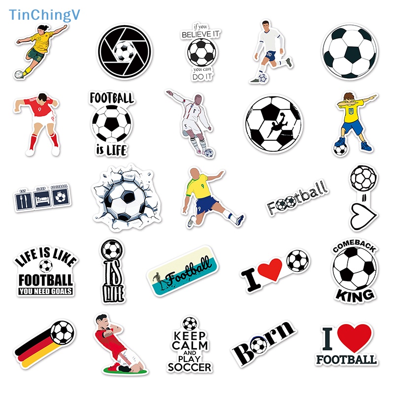 Bộ 50 Miếng Dán PVC Hình Quả Bóng Đá Trang Trí Vali / Laptop / Điện Thoại / Xe Hơi