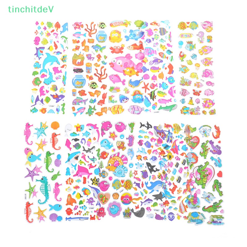 Bộ 5 Tấm Sticker Dán Trang Trí Sổ Tay Hình Cá Hoạt Hình Dễ Thương