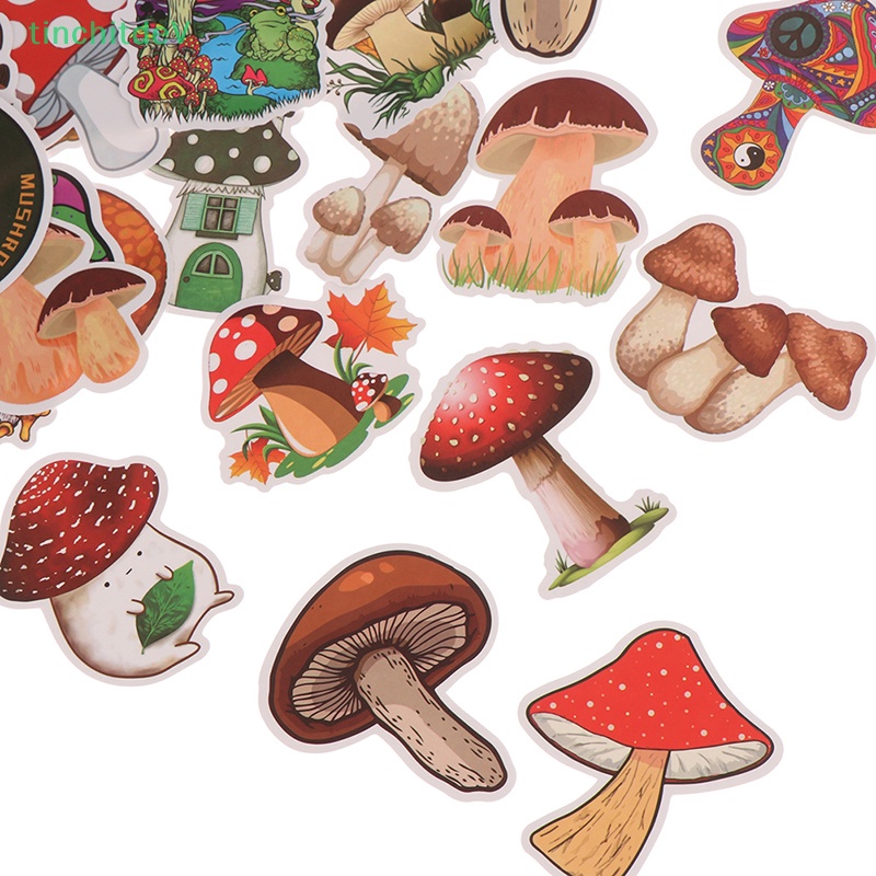 Bộ 50 Miếng Dán Hình Cây Nấm Dễ Thương Dùng Trang Trí Ván Trượt / Laptop / Điện Thoại / Xe Hơi