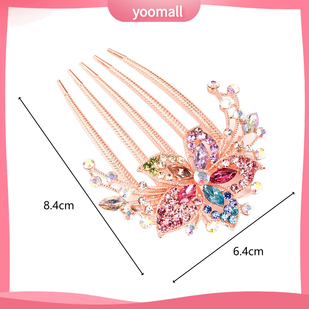 Lược Cài Tóc Hình Hoa Lá Đính Đá Xinh Xắn Cho Nữ