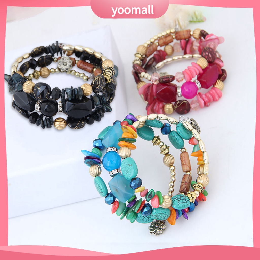 [YM] Vòng Tay Hạt Ngọc Lam Giả Pha Lê Phong Cách Vintage Dành Cho Nữ Sinh Mặc Hàng Ngày