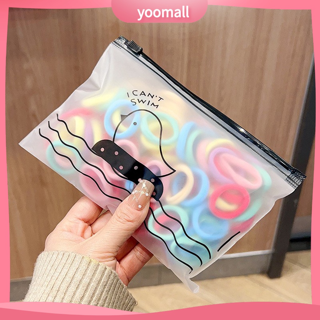 Set 100 Dây Buộc Tóc Co Giãn Chống Rơi Màu Sắc Kẹo Ngọt Dành Cho Trẻ Em