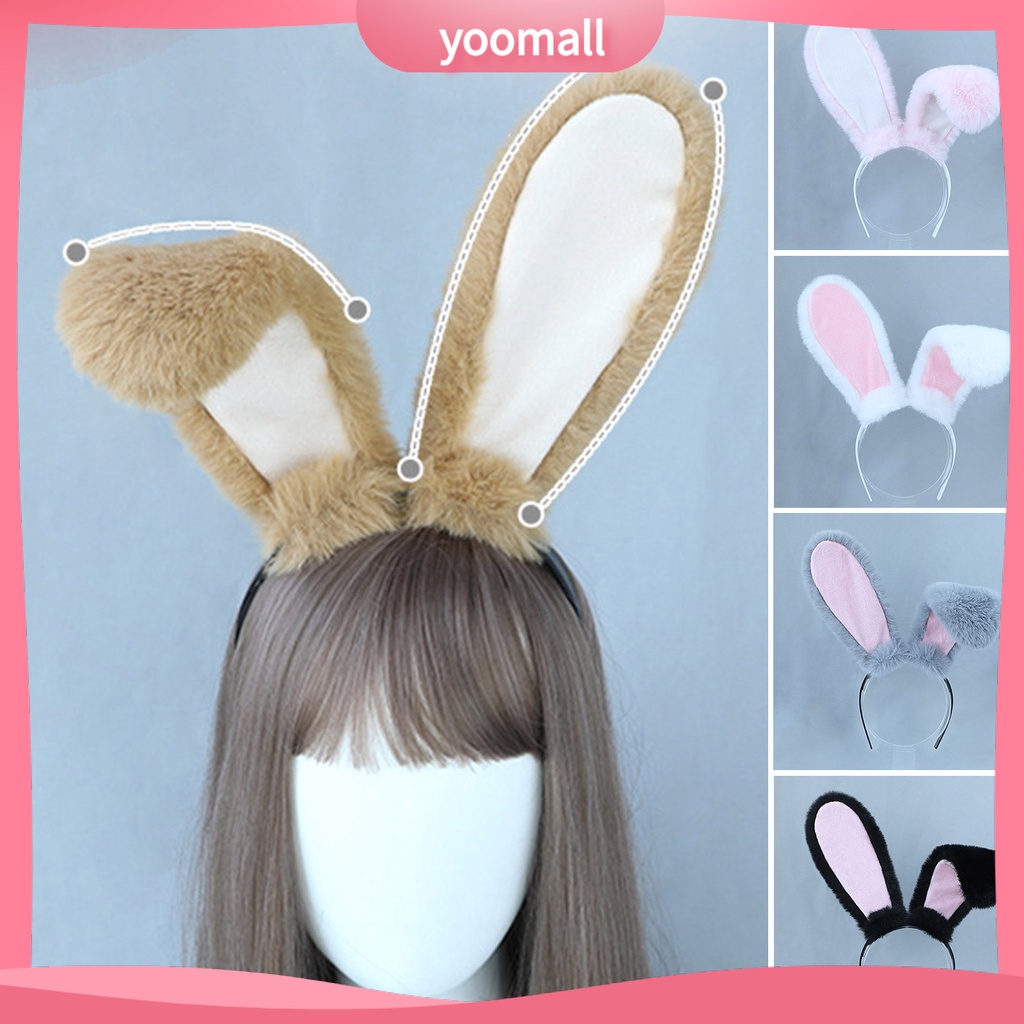 [YM] Băng Đô Tai Thỏ Bông Mềm Mại Nhiều Màu Sắc Ngọt Ngào Chống Trượt Tạo Kiểu Tóc Dùng Để Hóa Trang / Tiệc Tùng