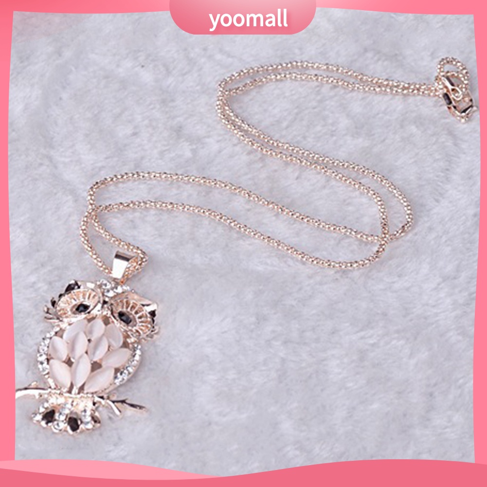 Vòng cổ Mặt Hình Cú Mèo Đính Đá Opal Nhân Tạo Thanh Lịch Cho Nữ