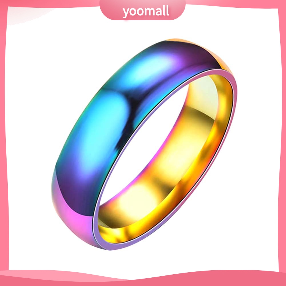 Nhẫn Thép Không Gỉ Hình Mái Vòm Màu Cầu Vồng Thời Trang Cho Cặp Đôi