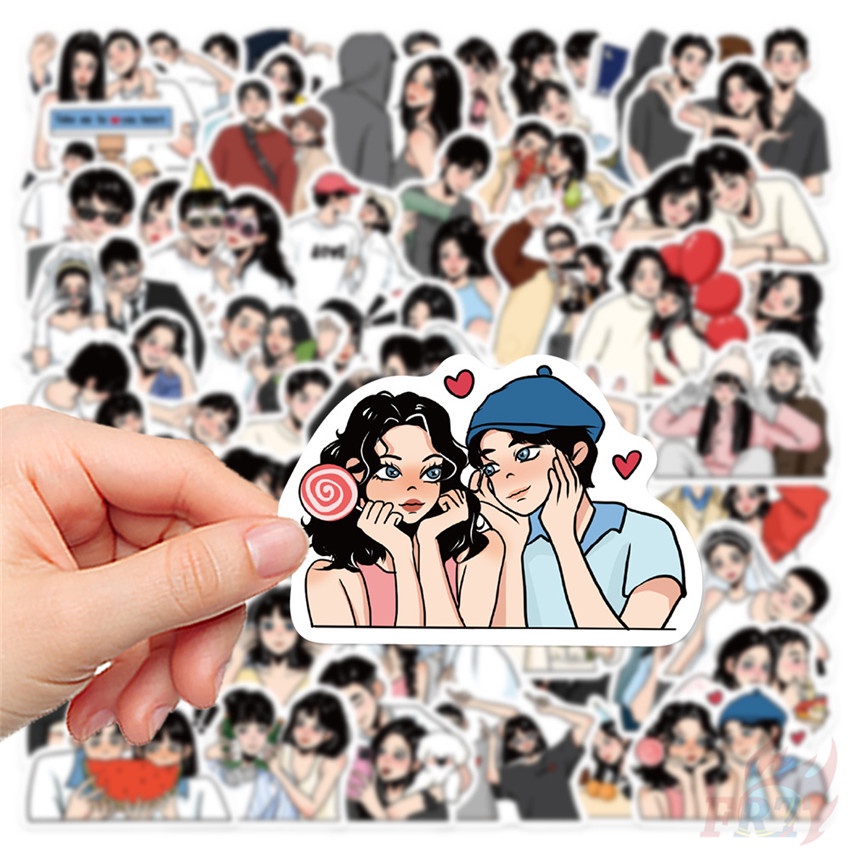 ❉ Cặp Đôi Ngọt Ngào. Miếng Dán Hướng Dẫn Ánh Sáng Tình Yêu Series 01 ❉ Bộ 60 Sticker Chống Thấm Nước Họa Tiết Doodle Hợp Thời Trang