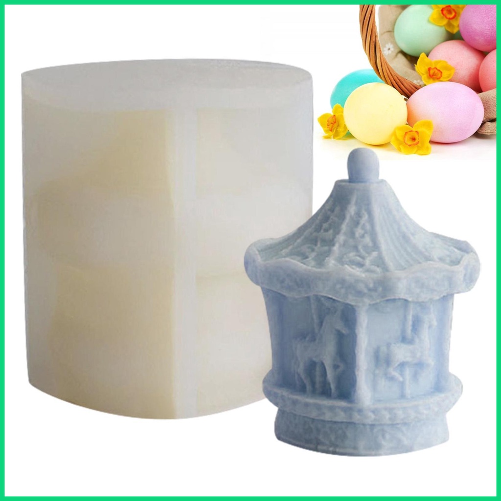 Khuôn Silicone Tạo Hình Vòng Quay Ngựa Gỗ 3D Làm Xà Phòng / Socola