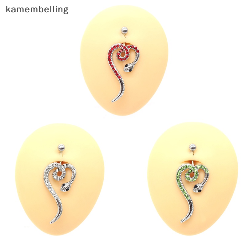 Khuyên Rốn Hình Rắn Đính Đá Zircon Bằng Thép Không Gỉ Cho Nữ