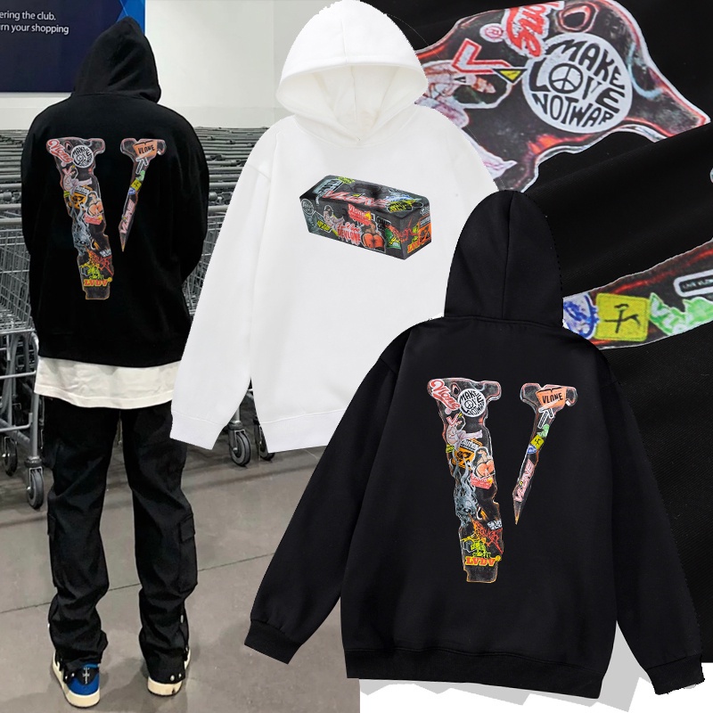 Áo Hoodie Vlo888Neo Dáng Rộng Tay Dài In Họa Tiết Graffiti Hợp Thời Trang Cho Nam Và Nữ