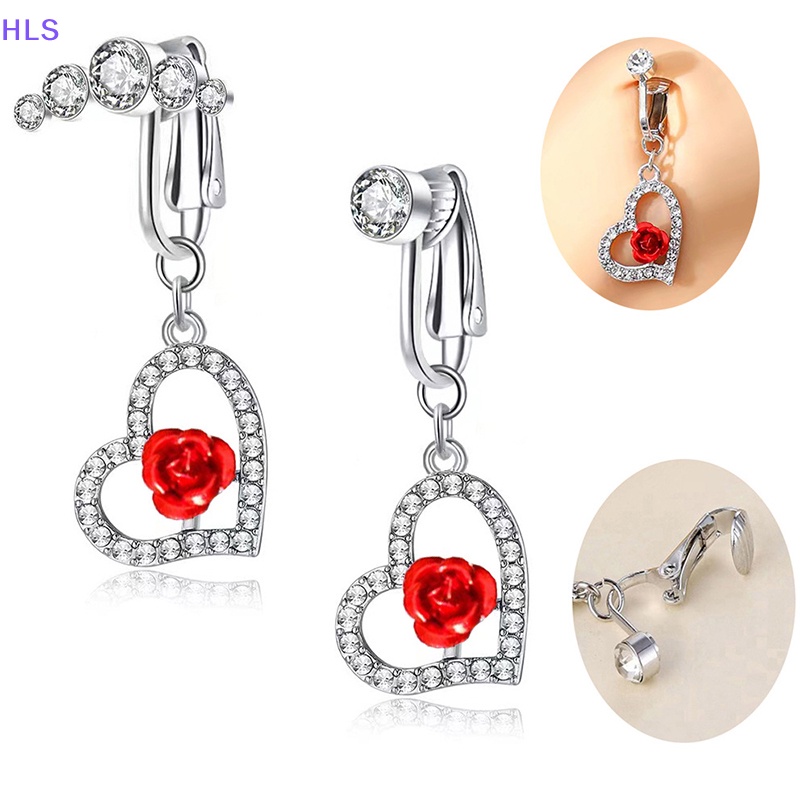 [HLS] Khuyên Rốn Dạng Kẹp Rốn Hình Trái Tim Đính Đá Giả Trang Sức