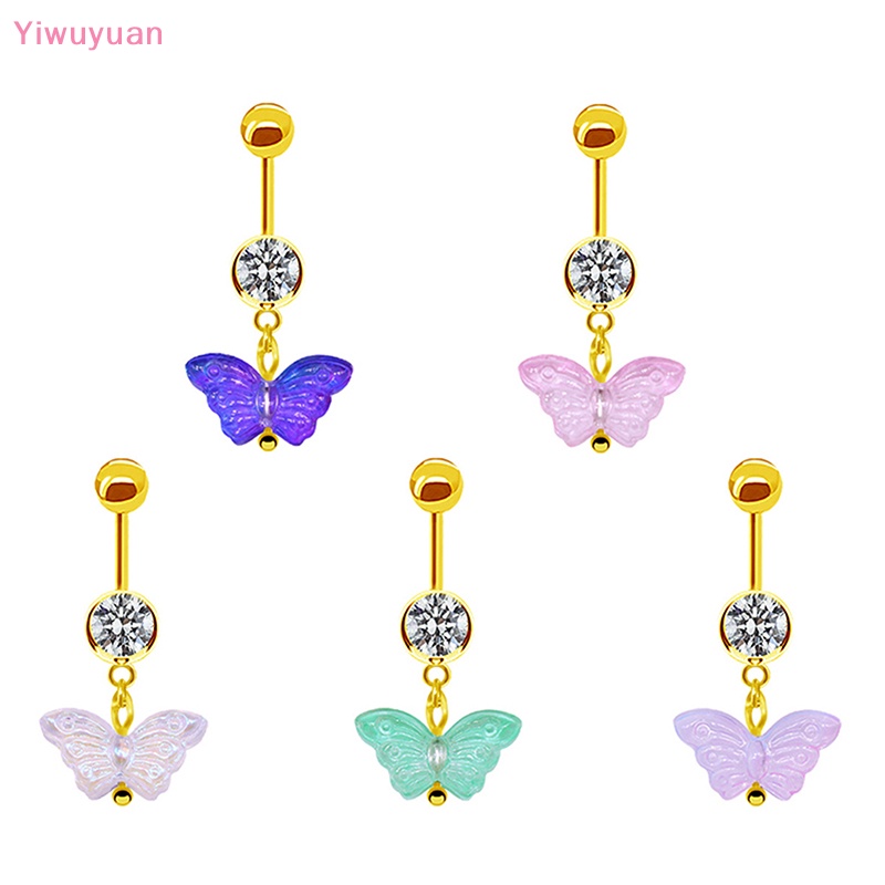 Khuyên Rốn Hình Bướm Đính Đá Bằng Thép Không Gỉ Mới