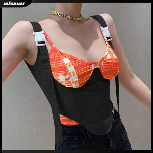 Áo Crop Top Ôm Dáng Màu Sắc Trơn Có Dây Điều Chỉnh Được Cho Nữ