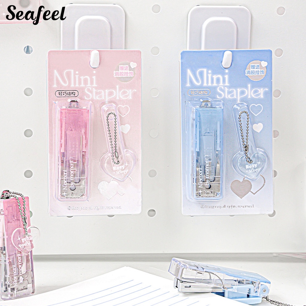 Kẹp Dập Ghim Mini Di Động Thân Thiện Với Môi Trường Có Dây Xích Nhỏ Gọn Cho Văn Phòng / Trường Học