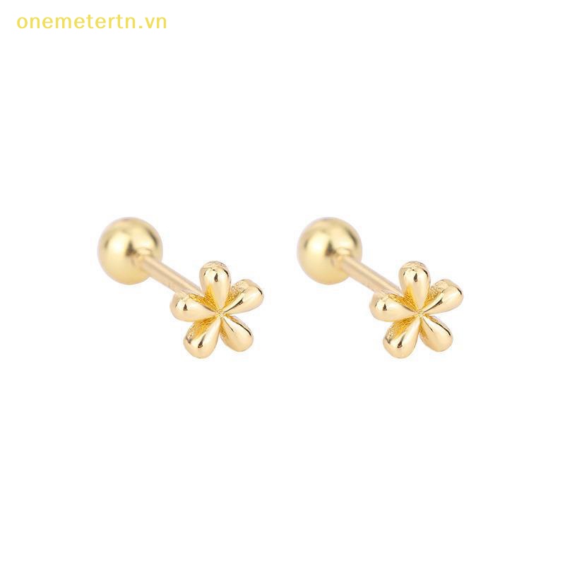 1 Đôi Bông Tai Hình Hoa Mini Bằng Bạc / Vàng Thời Trang Dành Cho Nữ