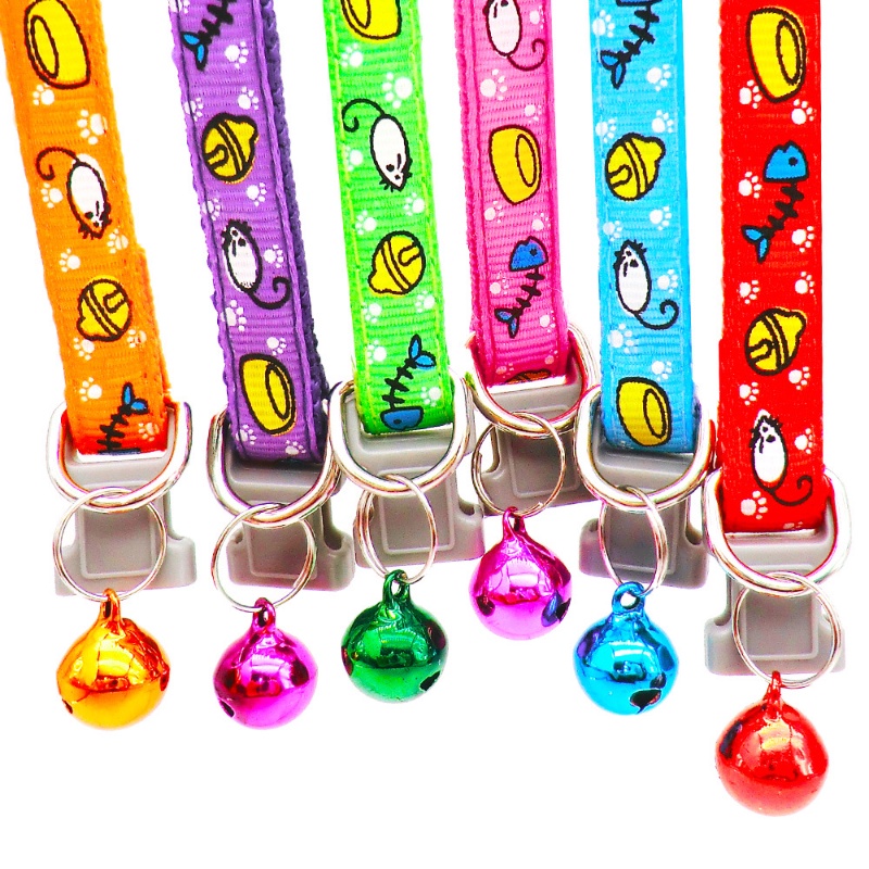 Vòng Cổ Thú Cưng In Họa Tiết Hoạt Hình Có Chuông