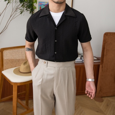 Áo Sơ Mi Ngắn Tay Phong Cách Retro Ý Thời Trang Mùa Hè Giản Dị Dành Cho Nam