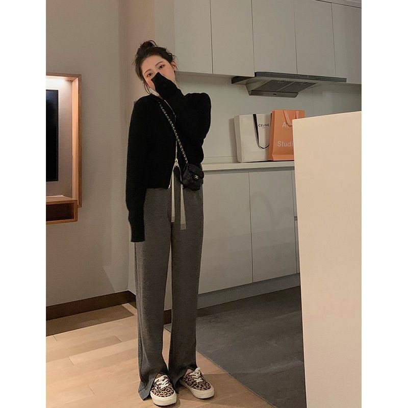 Áo Khoác Cardigan Dệt Kim Dáng Ngắn Có Mũ Trùm Thời Trang