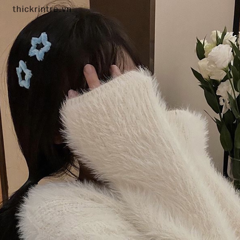 Kẹp Tóc Hình Ngôi Sao Năm Cánh Phối Lông Màu Kẹo Ngọt Y2k