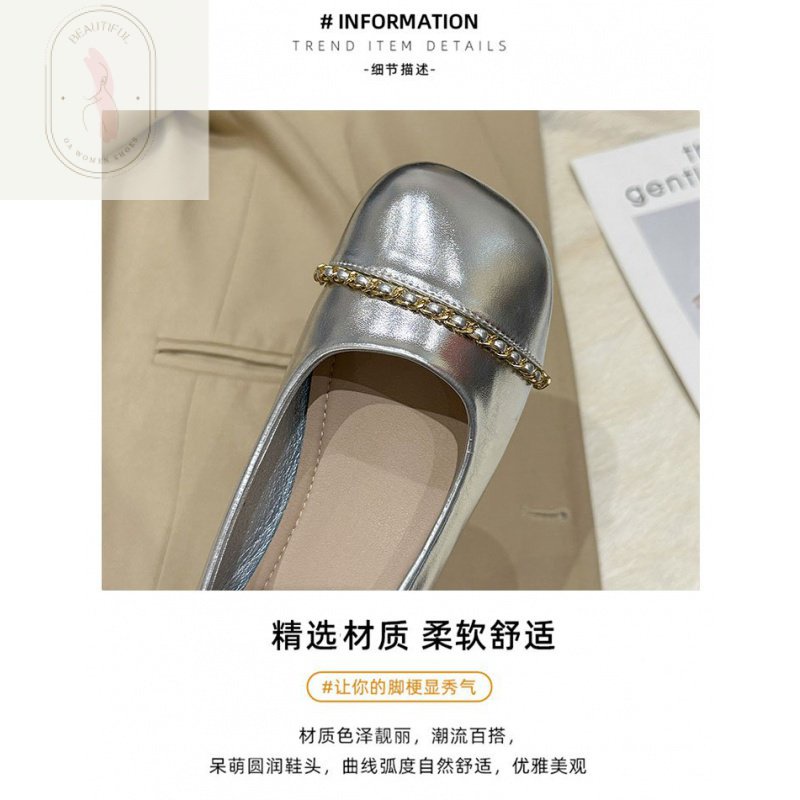 Giày Da PU Cao Su Mũi Tròn Đế Thấp 3cm Phong Cách Mới 2023 Cho Nữ