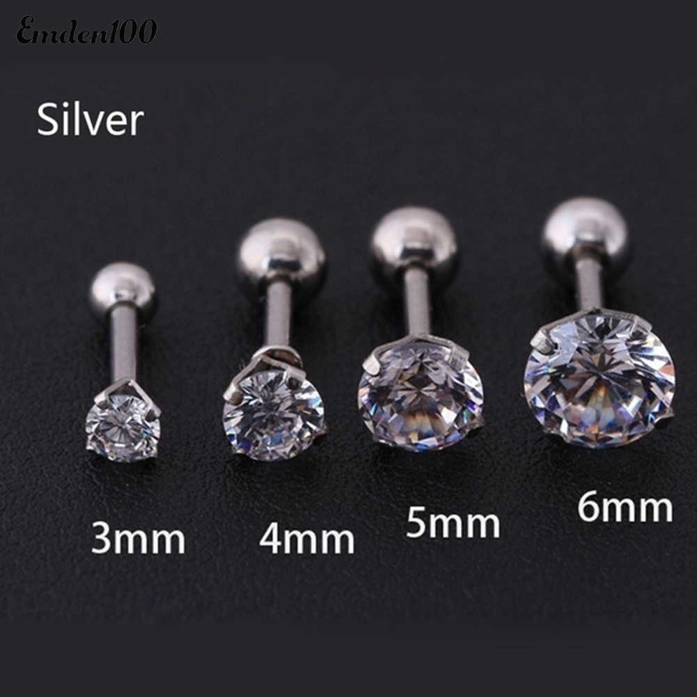 Bông Tai Thời Trang Bằng Thép Titanium Có Đính Đá Zircon 1 Cái