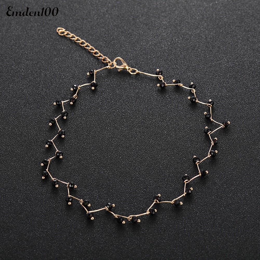 Vòng Cổ Choker Gắn Hạt Đen Gợn Sóng Thời Trang Cho Nữ