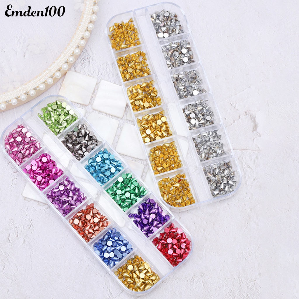 1 Hộp Phụ Kiện Đinh Tán Trang Trí Móng Tay 12 Ngăn Không Phai Màu Chống Rơi Có Thể Tháo Rời DIY