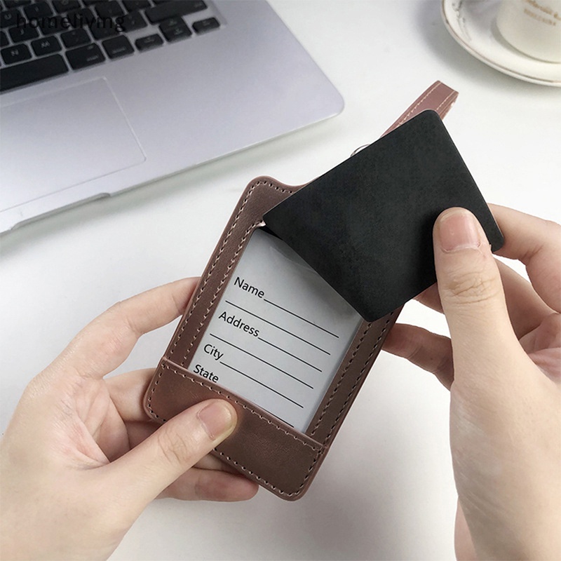 Thẻ Đánh Dấu Hành Lý Bằng Da PU Màu Trơn Nhỏ Gọn Tiện Dụng