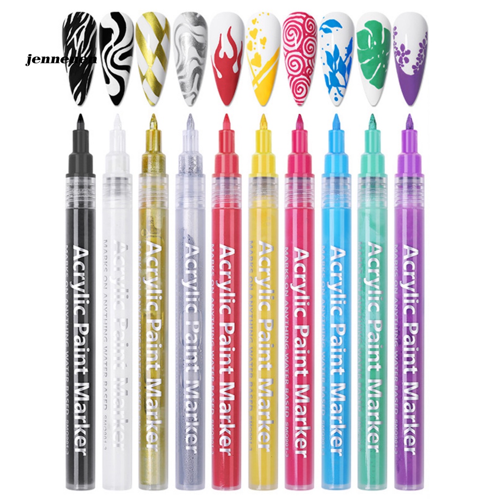 Bút Vẽ Trang Trí Móng Nghệ Thuật Có Thể Tái Sử Dụng Với Tay Cầm Dài Màu Sắc Tương Phản Cho Nữ