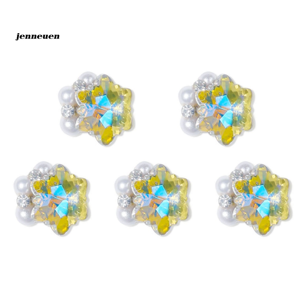 Bộ 5 Phụ Kiện Trang Trí Móng Tay Nghệ Thuật Bằng Hợp Kim Hình Trái Tim / Lục Giác / Ngôi Sao / Trái Tim