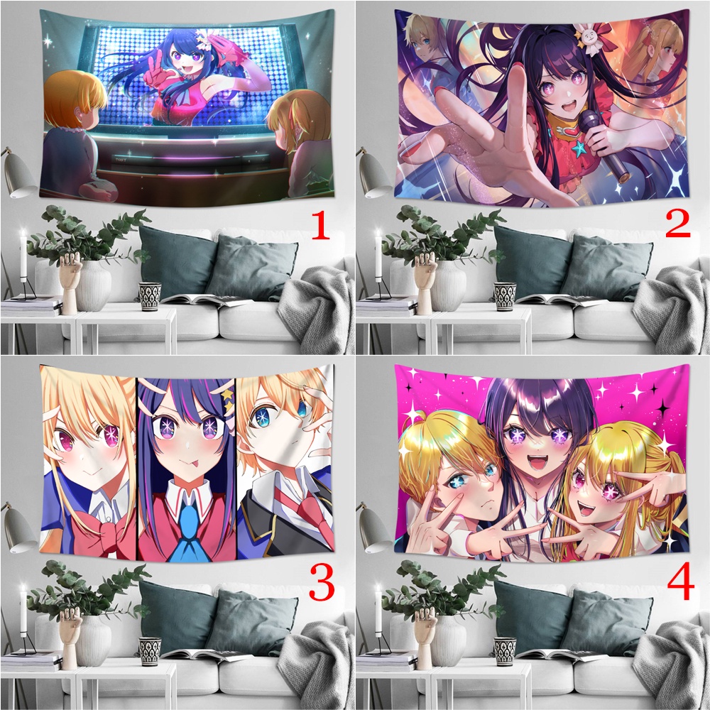 Thảm Treo Tường Trang Trí Phòng Ngủ In Hình OSHI NO KO Hoshino Ai Kèm Kẹp Chất Liệu Polyester