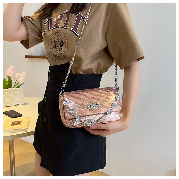 Túi Xách Đeo Vai Hình Vuông Cỡ Nhỏ Đính Kim Tuyến Lấp Lánh Phong Cách Thời Trang Mới 2023