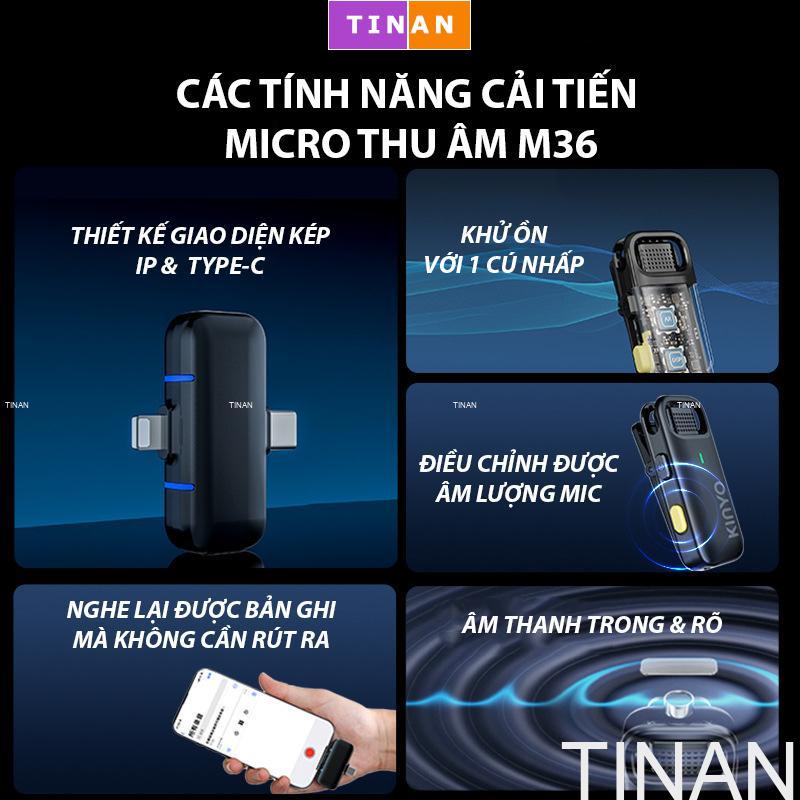 Micro Thu Âm Kẹp Áo Không Dây KINYO M36, Dùng Cho Điện Thoại iP, Android