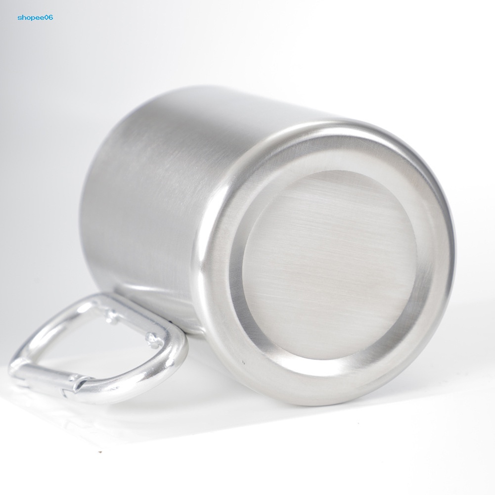 Cốc Uống Nước Cách Nhiệt Bằng Thép Không Gỉ Hai Lớp 330ml Có Tay Cầm Tiện Lợi Dành Cho Đi Du Lịch