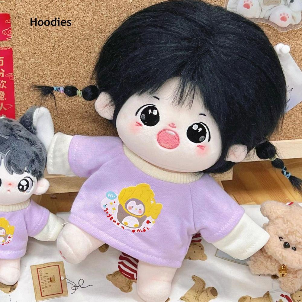 1 Bộ / 1 Bộ Áo Hoodie + Quần Yếm Cotton 20cm In Họa Tiết Hoạt Hình Dễ Thương Cho Búp Bê Tỉ Lệ 1 / 12