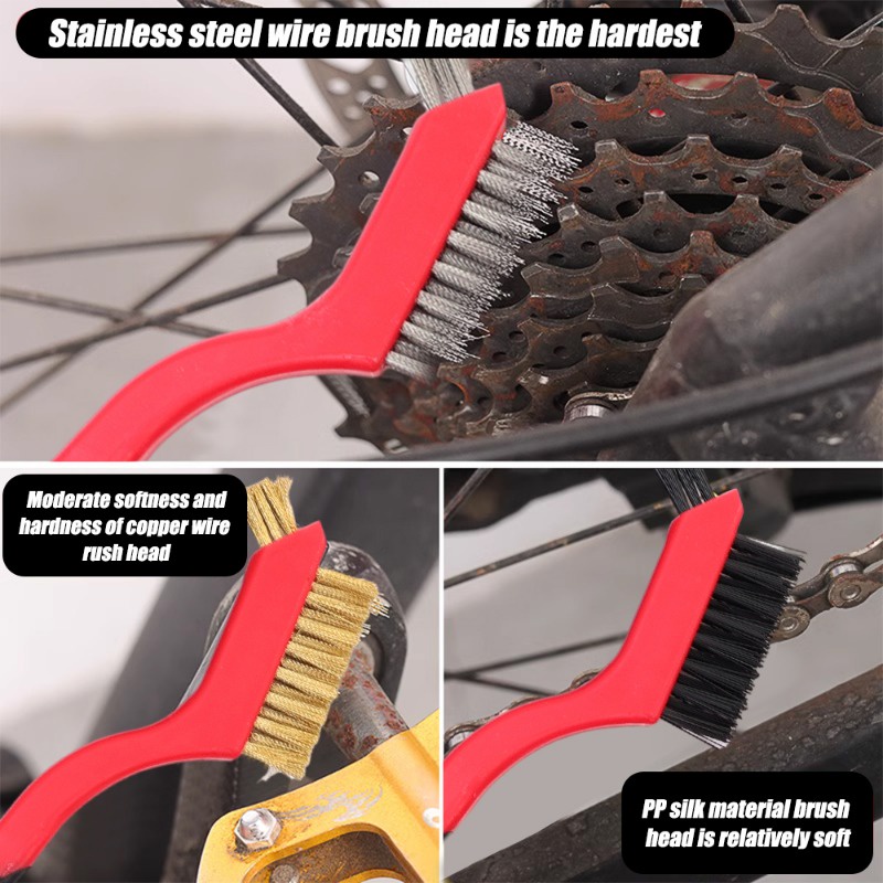 Bàn chải đánh bóng bằng sắt / dây đồng nylon rust remover / multi-purpose motorbikes xe đạp bàn chải làm sạch chi tiết nhà bếp