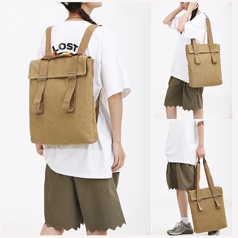 Ba Lô Vải Canvas 2 Trong 1 Thời Trang Hàn Quốc 2 Màu