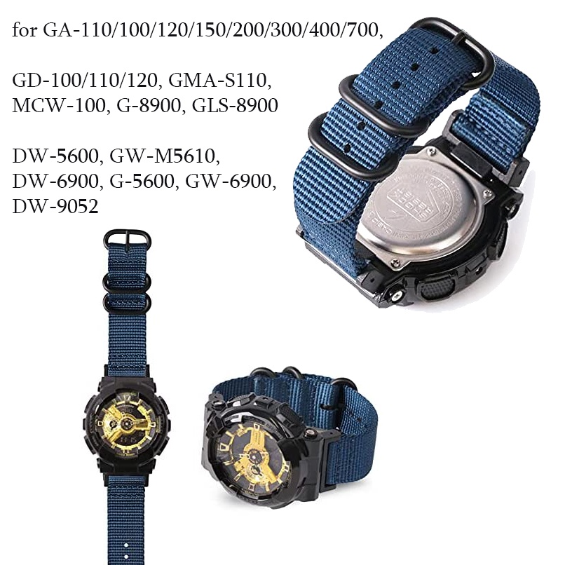 Dây Đeo Bằng Vải Canvas 16mm Cho DW-5600 / 5610 / 6900 / 9052 GW-M5610 GW-M5610 GA2100 GA-110 / 100 / 120