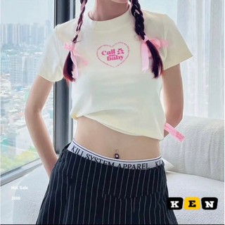 Áo thun baby tee Call me baby tim hồng áo màu trắng kemshop1908 BY JOLIE