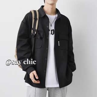 Áo khoác sơ mi tay dài dáng rộng đơn giản dễ phối đồ thời trang cho nam