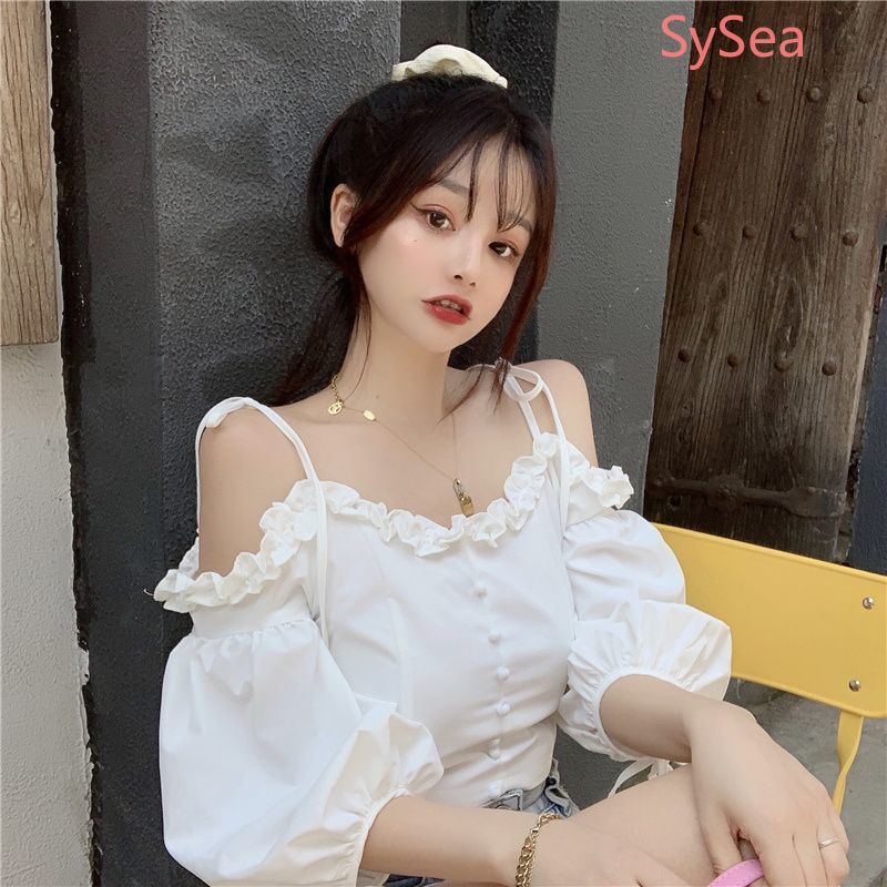 Áo Kiểu Trễ Vai Đính Nơ Thời Trang Mùa Hè Cho Nữ