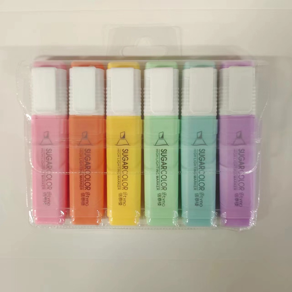 Bút đánh dấu highlight dạ quang 6 màu dụng cụ văn phòng phẩm LYANWN