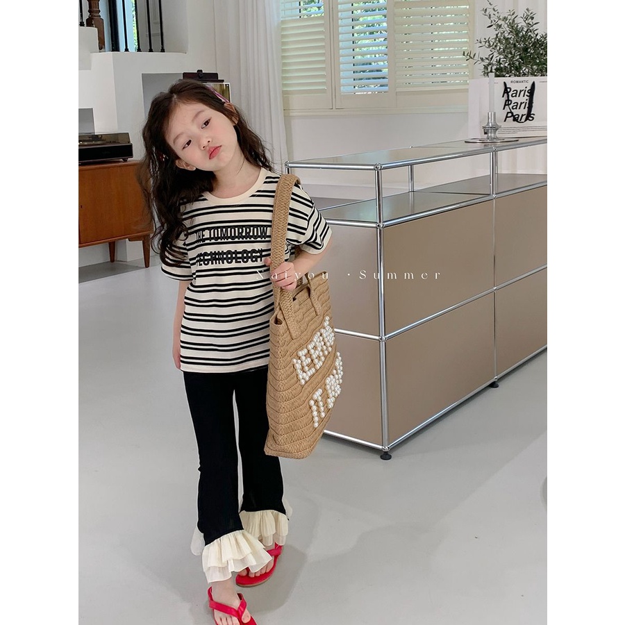 Quần Cotton Ống Loe Thời Trang Mùa Hè Hàn Quốc Dành Cho Bé Gái