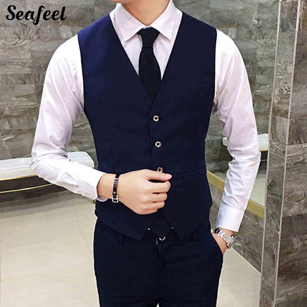 Áo Khoác Vest Màu Sắc Đơn Giản Thanh Lịch Cho Nam