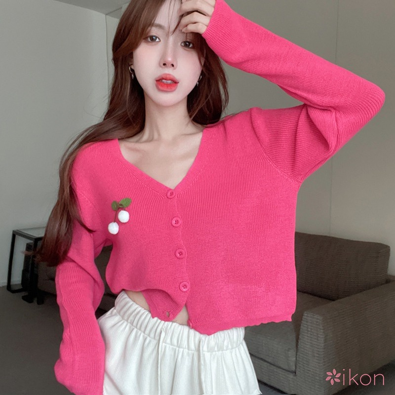 Áo Khoác Cardigan Dệt Kim Tay Dài Màu Sắc Ngọt Ngào Thời Trang Xuân Thu Cho Nữ