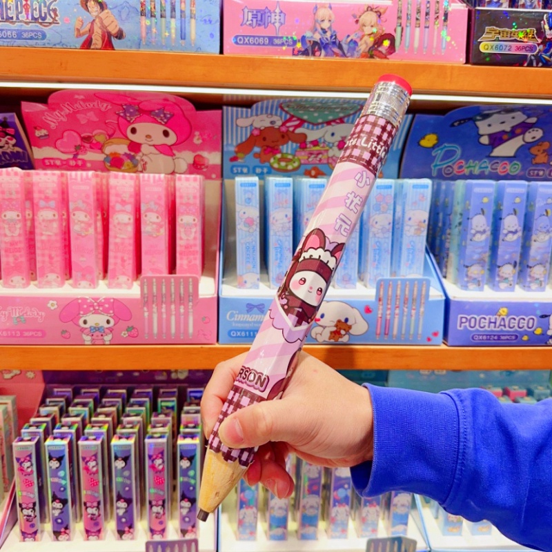 Bút Chì Gỗ Hoạt Hình Sanrio 33cm Sáng Tạo Và Vui Nhộn Làm Quà Tặng Trường Học